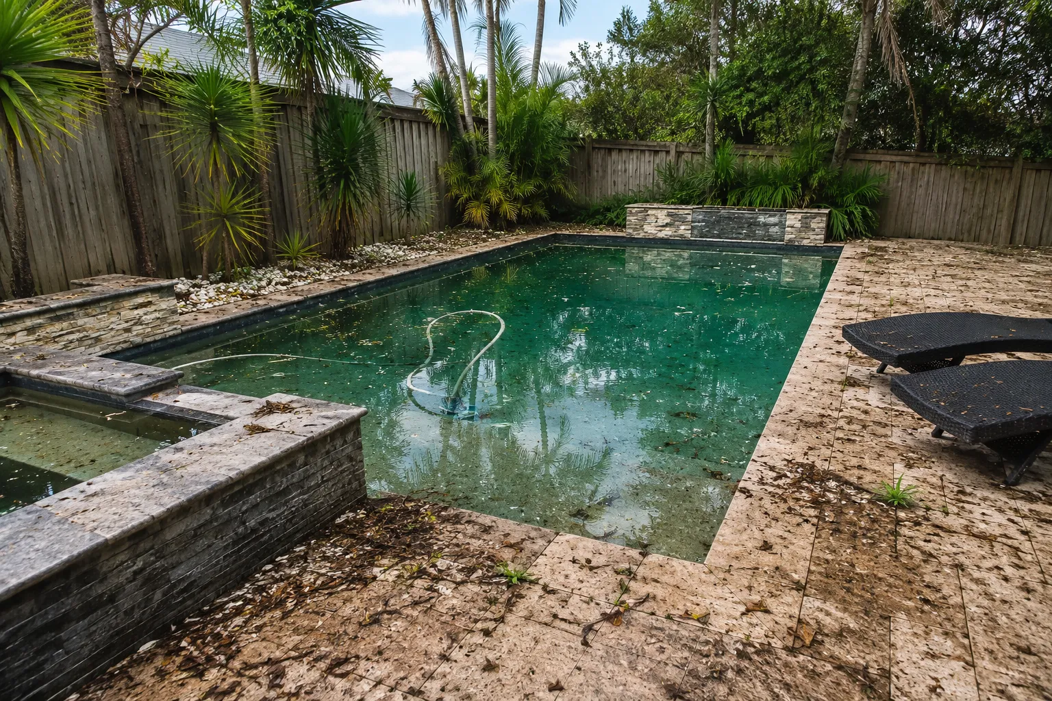 Dirty outdoor area before cleaning